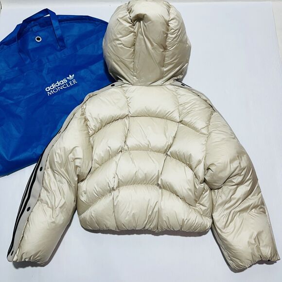 Moncler X Adidas Fusine Short Down Jacket 0/ S White/Ivory Full Zip NWT $2155 - Picture 7 of 14